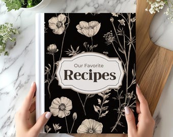 Classic Floral Recipe Binder Cover: Family Cookbook, Customizable Canva Template and PDF (Digital Download)