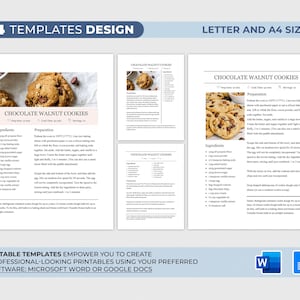 Editable Recipe Template with 4 designs