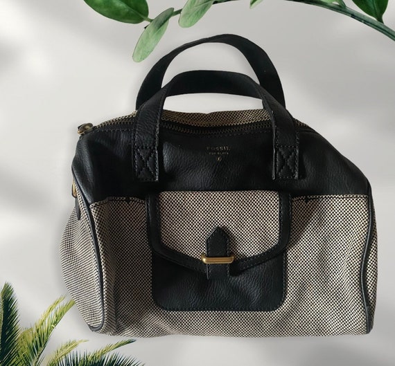 Vintage Fossil Tweed Black & White Handbag