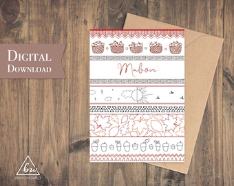 Printable Mabon Greeting Card | Pagan Greeting Card Fall/Autumn Equinox - Digital Download