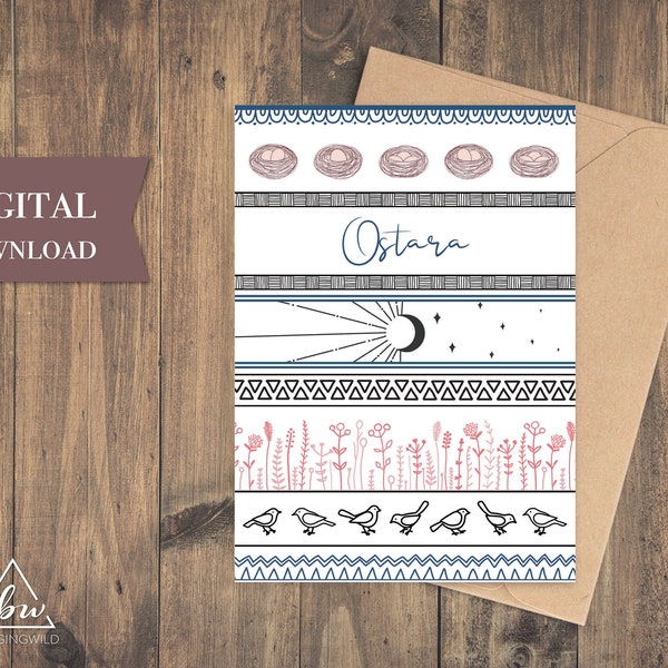 Printable Ostara Greeting Card | Pagan/Wiccan Greeting Card Spring Equinox - Digital Download