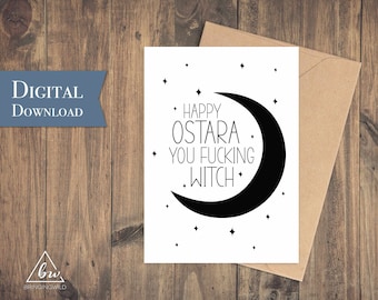 Carte de vœux imprimable drôle Ostara | Pagan/Wiccan Greeting Card Spring Equinox - Téléchargement numérique