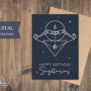 Schütze Geburtstagskarte Printable | Sternzeichen Geburtstagskarte - Digitaler Download
