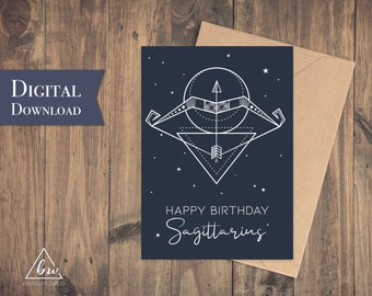 Sagittarius Birthday Card Printable | Zodiac Birthday Card - Digital Download