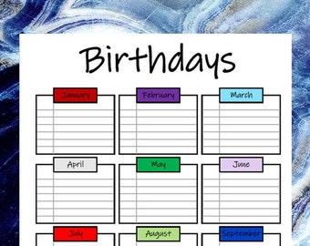 Birthday Calendar