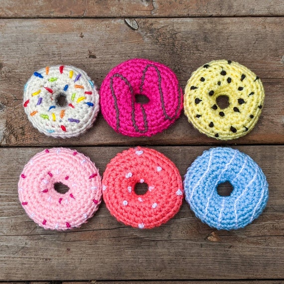 6 Pack Donut Cat Toys Plush Pet Toys Crochet Cat Toys Etsy