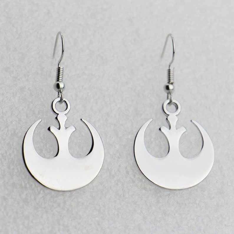 Fan Star Wars Rebel Symbol Earrings Silver Finish Jewelry in Star Wars Gift Box