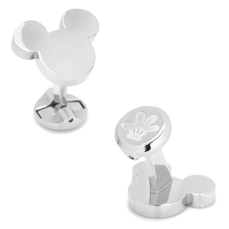 Disney Mickey Mouse Cufflinks Silver Silhouette Cuff Links Etsy