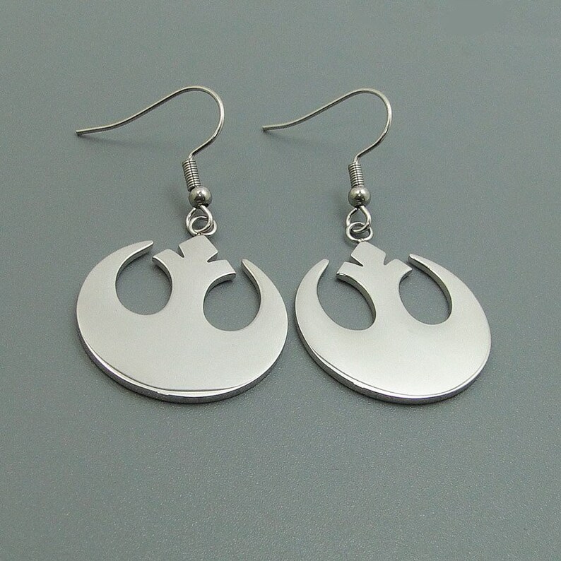 Fan Star Wars Rebel Symbol Earrings Silver Finish Jewelry in Star Wars Gift Box