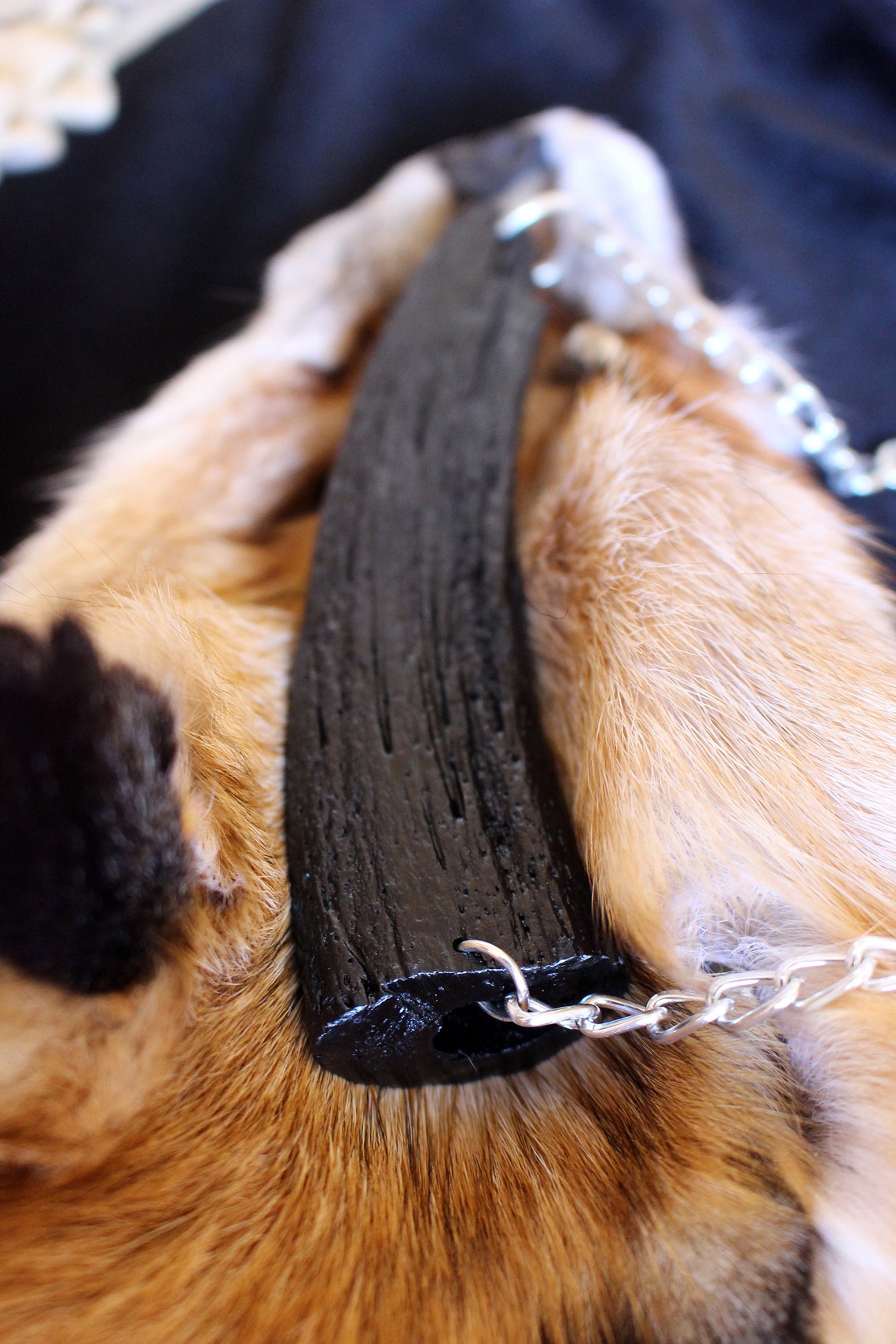 Black Goat Horn Bone Necklace Occult Necklace Black Metal Etsy
