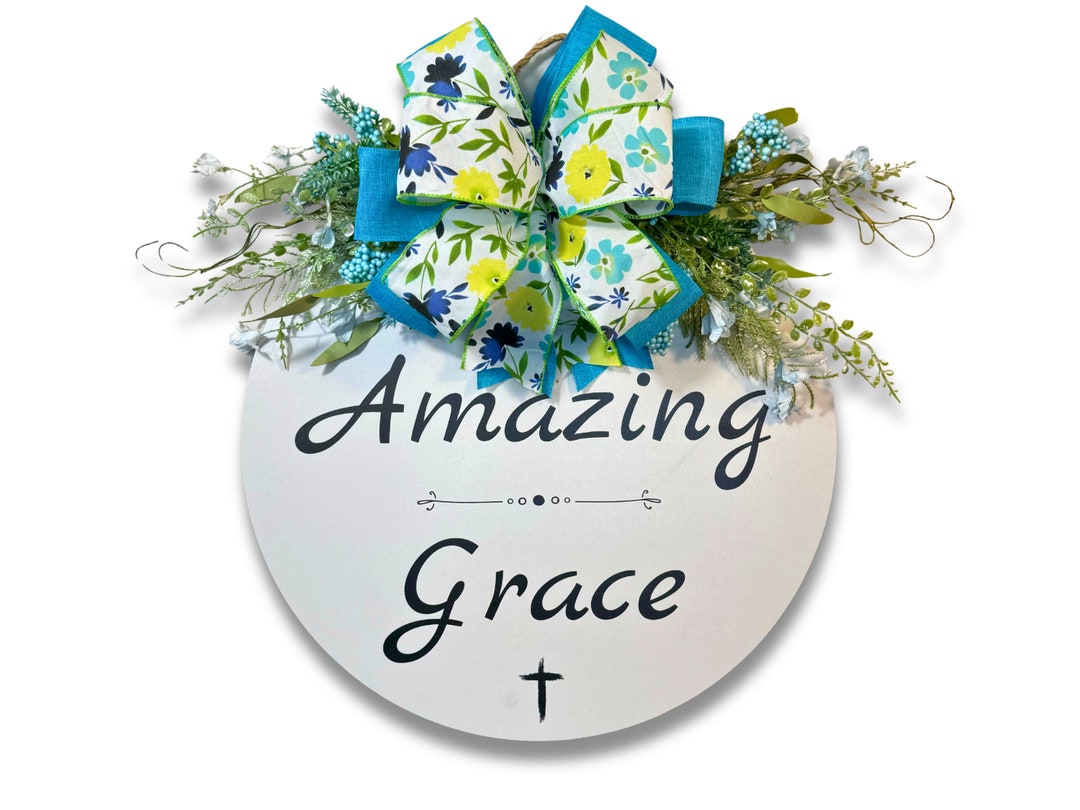 Beautiful amazing Grace Floral Door Hanger, Everyday Front Door Wreath