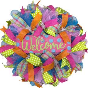 Spring Welcome Wreath, Bright Summer Wreath, Everyday Home Wreath, Spring Front Door Wreath, Multi-colored Welcome Wreath, Easter Wreath