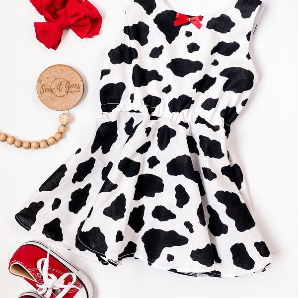 TWIRL COWPRINT DRESS, summer twirl dress, toddler twirl dress, baby dress, western dress…coordinating bow also available