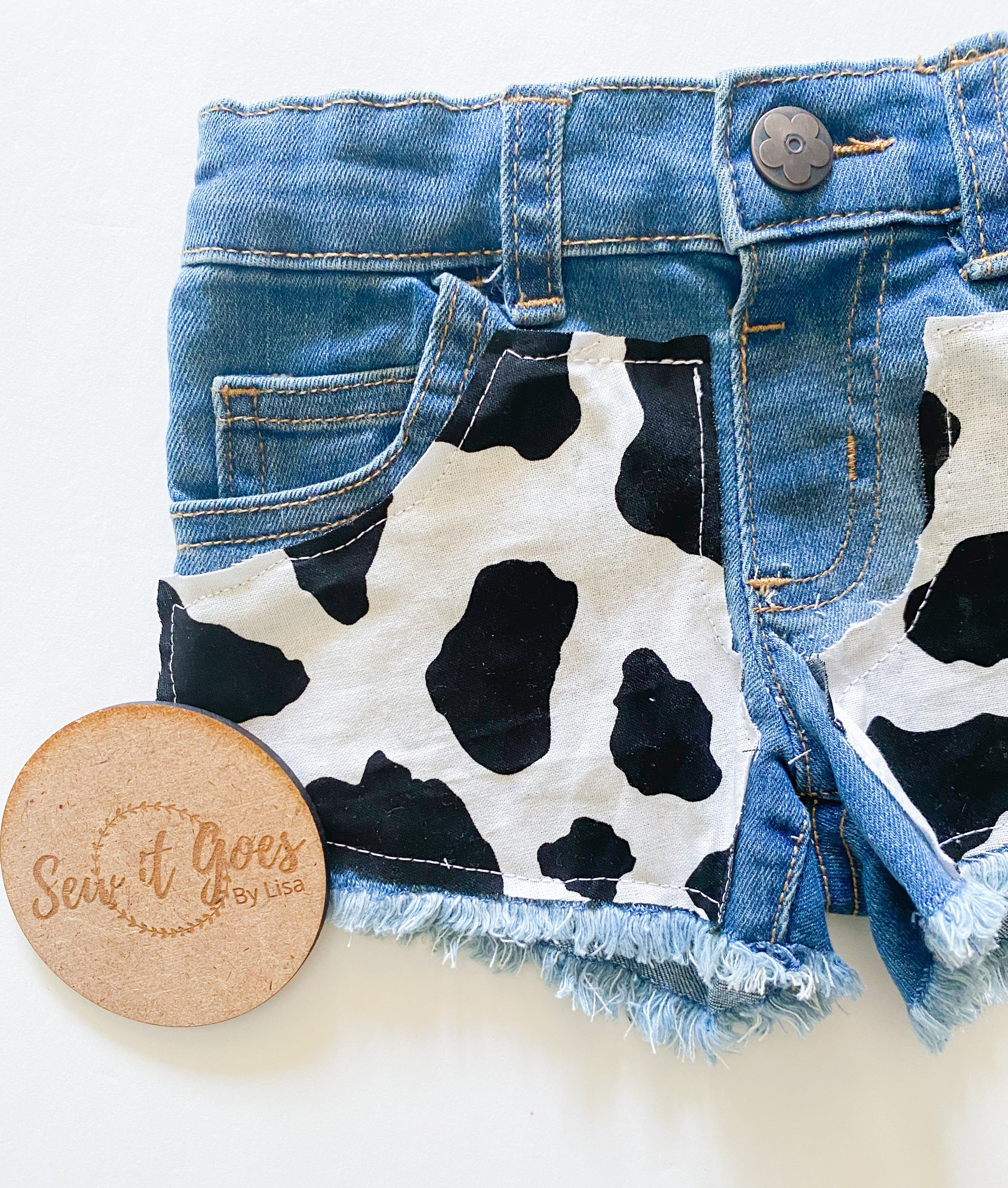 Cow Print Denim Shorts Cow Print Denim Shorts