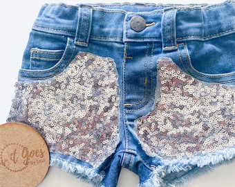 Baby girl clothes, toddler girl clothes, baby denim shorts, toddler denim shorts