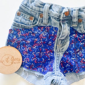 Baby girl clothes, toddler girl clothes, baby denim shorts, toddler denim shorts, July 4th shorts