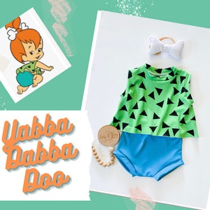 Pebbles costume, baby pebbles Halloween outfit, toddler Halloween outfit, pebbles costume set image 2