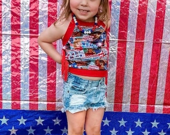 4th of July toddler top, Joe Dirt halter top, Toddler girl clothes, toddler girl shirt, halter top for girls, toddler summer clothes