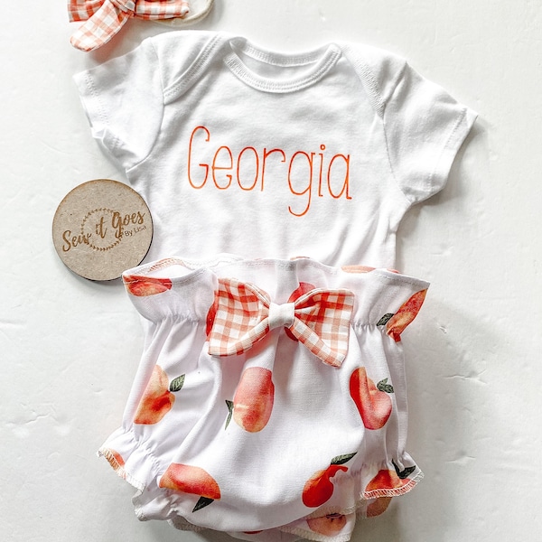 BABY GIRL CLOTHES, baby girl gift, baby bloomers, peach outfit, baby gift, baby girl outfit, bloomers set, personalized baby gift