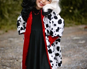 Cruella Deville costume, toddler Cruella Deville set, toddler girl clothes, toddler Halloween gift, toddler dress, baby dress