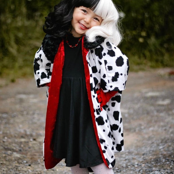 Cruella Deville costume, toddler Cruella Deville set, toddler girl clothes, toddler Halloween gift, toddler dress, baby dress