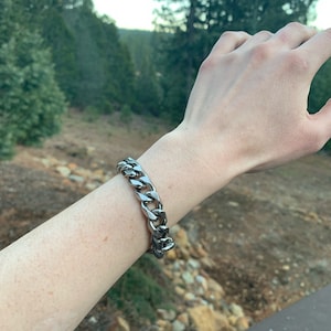 Thick stainless steel cuban link chain bracelet unisex