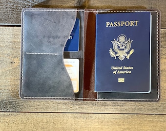 Handcrafted Crazy Horse Leather Passport Holder - Travel Wallet