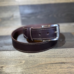 Classic Men&#39;s Leather Belt - 1.5 inch Width, Wickett & Creig Bridal Leather, Stylish Brown Belt - Premium Quality, Ideal Gift  Handmade