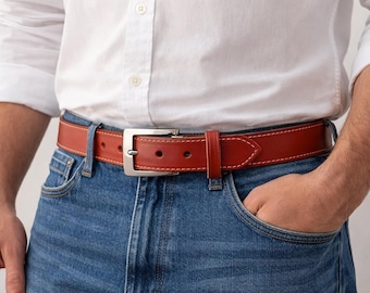 Handmade Full Grain Leather Belt - 1.5 inch Brown Wickett & Craig, USA Made