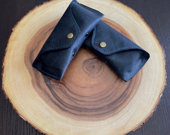 Handmade Leather Sunglasses Case, Snap Closure Eyeglasses Protector
