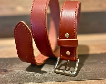 Genuine Brown Leather Men's Belt - Stylish Gift for Him - Thick Leather Belt - Father's Day Present - Belt for Jeans