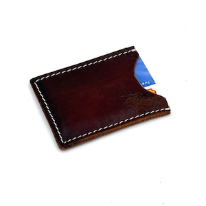 Minimalist Leather Card Sleeve, Slim Leather Credit Card Holder, Full Grain Leather, Thin Leather Wallet, Horween Chromexcel, Front Pocket