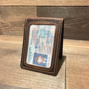 Cartera de cuero para hombre - Diseño de bolsillo frontal delgado - Cartera de tarjeta plegable personalizada- Cartera de cuero minimalista - Cartera plegable delgada para él"