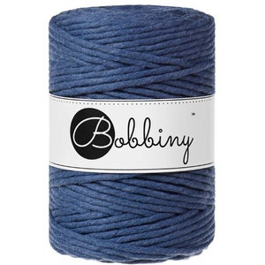 Jeans Premium Macrame cord 5mm, 108 yards (100 meters) - Single twist macrame cord, certified recycled macrame cord
