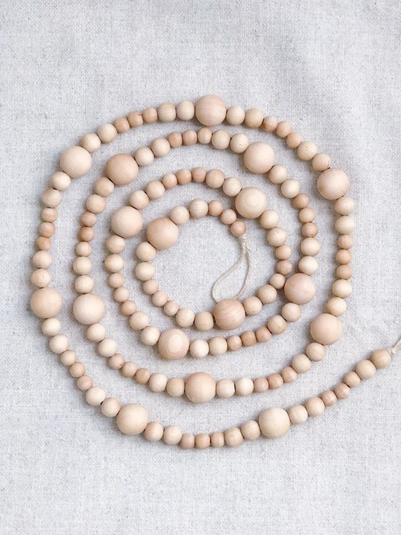 Lot De 4 Guirlandes De Perles En Bois Et Coton - Décoration Poignée Placard, Porte-clés, Pompons Colorés