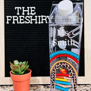 Teacher, school, school supplies, milk carton, bottle, iced coffee, soda, glass, gift, cold brew, UV DTF