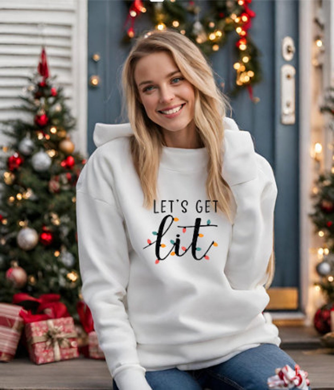 Lets Get Lit Christmas Lights Christmas Cute Santa Etsy