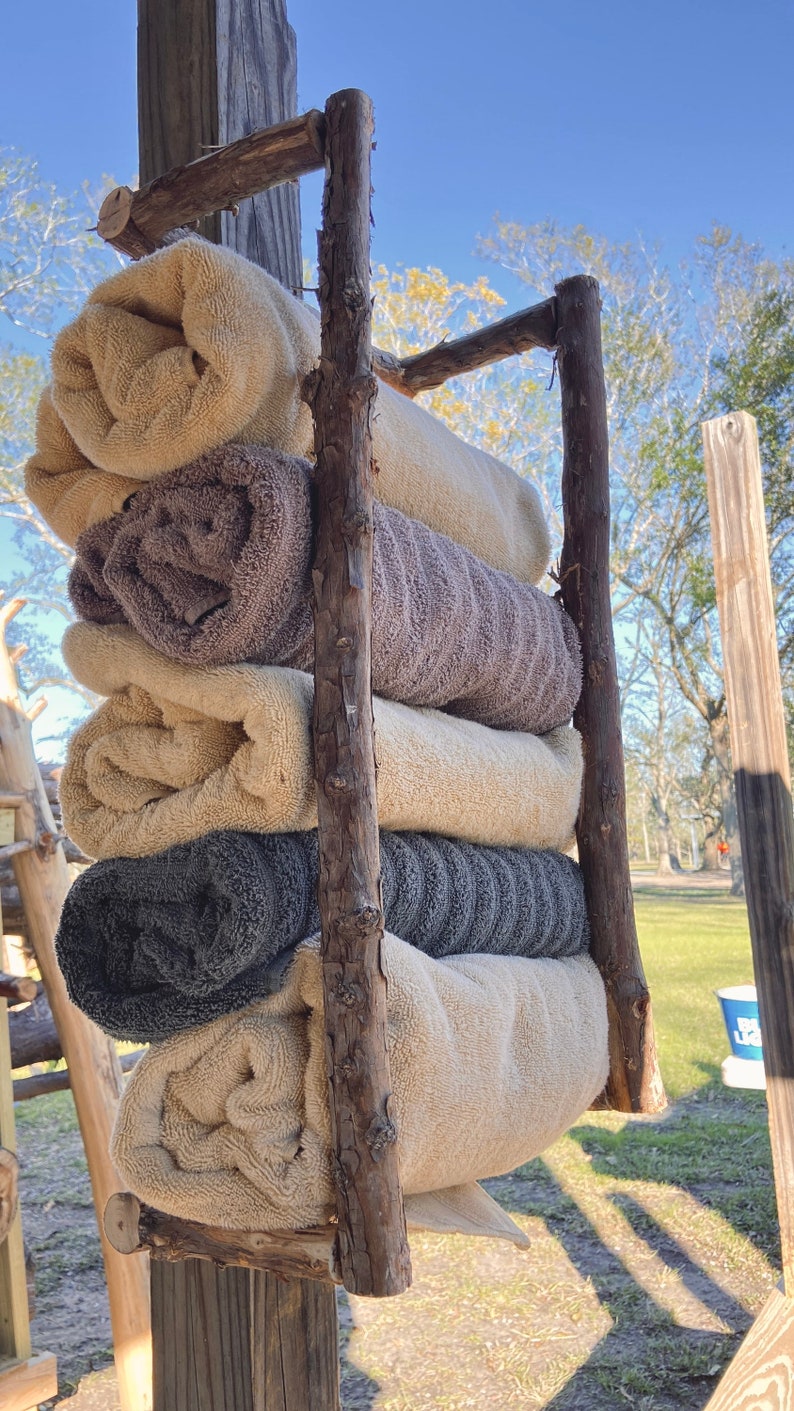 Rustic Blanket Rack Handmade Furniture Wooden Towel Holder Etsy
