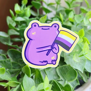 Non Binary Frog Sticker – Matte Vinyl Art Decal — Pride Sticker