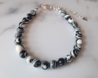 Zebra Jasper Gemstone Bracelet,  Ehlers-Danlos Syndrome Awareness Bracelet