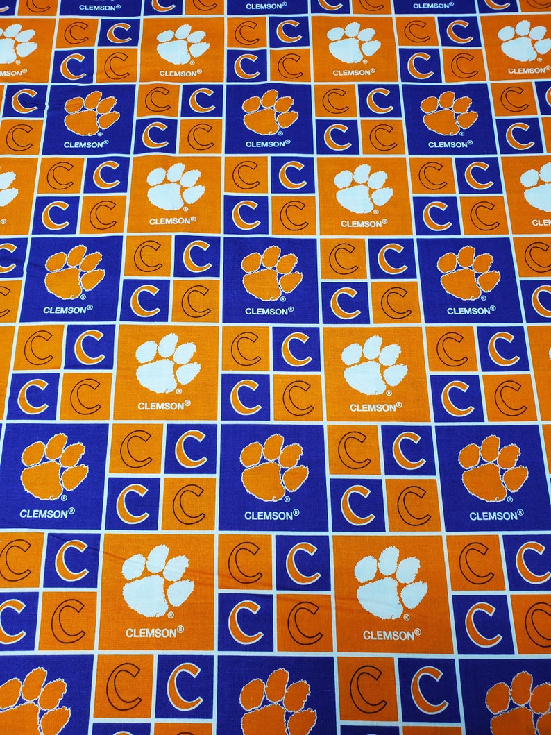 SALE! NCAA Clemson Tigers Fabric Officially Licensed 100% Cotton 1/2 Yard Lengths Great for Face Masks crafts quilting home decor 