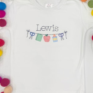 Personalized Embroidered Back to School T-Shirt: Custom Kids Tee