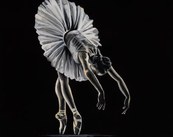 Ballerina in the dark | Fine art Giclée Print On Archival quality paper, Ballerina art, dancer art, ballet dancer art, ballet, dancer gifts