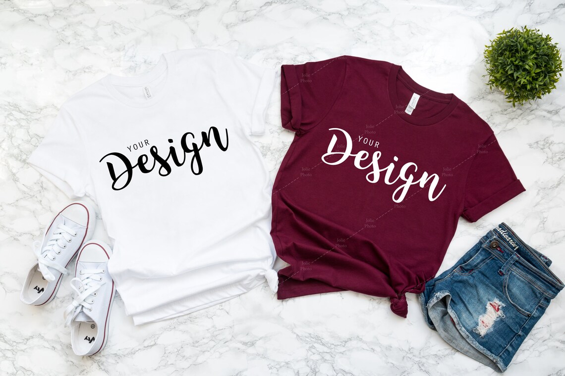 Download Bella Canvas 3001 Mockup White Maroon T-shirt Mockup Unisex | Etsy