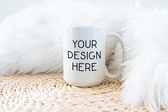 Download Mug Mockup 15 Oz Blank White Coffee Cup Braided Placemat Eco Etsy