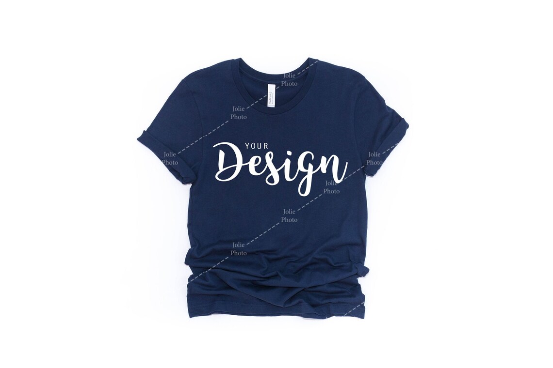 Download Bella Canvas 3001 Mockup Navy Blue T-shirt Mockup Unisex ...