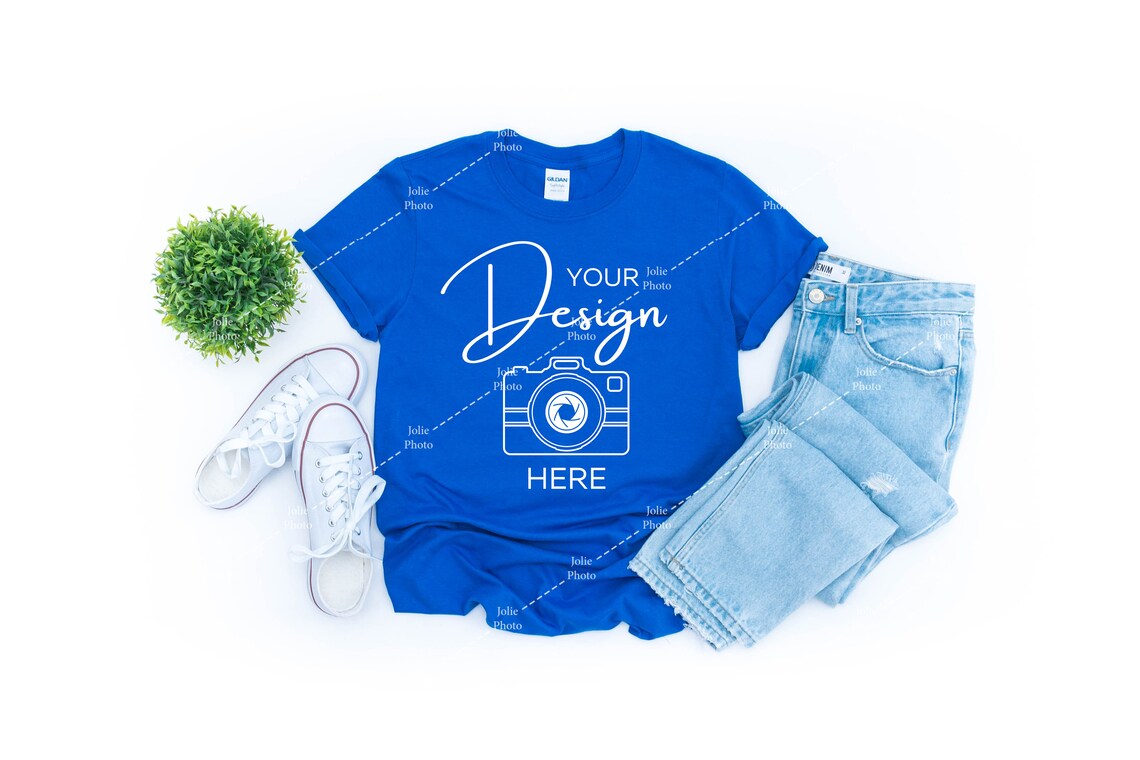 Download Gildan 64000 Mockup Softstyle Royal Blue T-shirt Mock up | Etsy