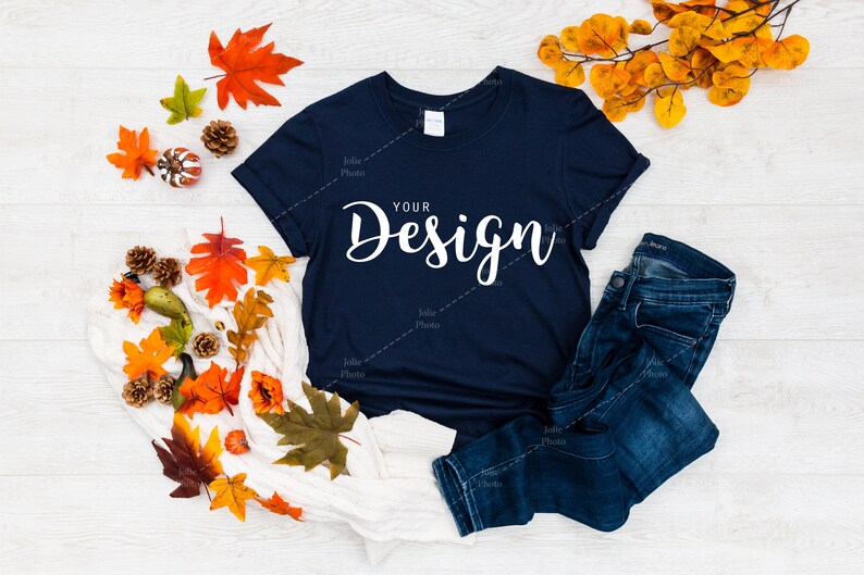 Download Gildan 64000 Softstyle Navy T-shirt Mockup for Fall Gildan ...