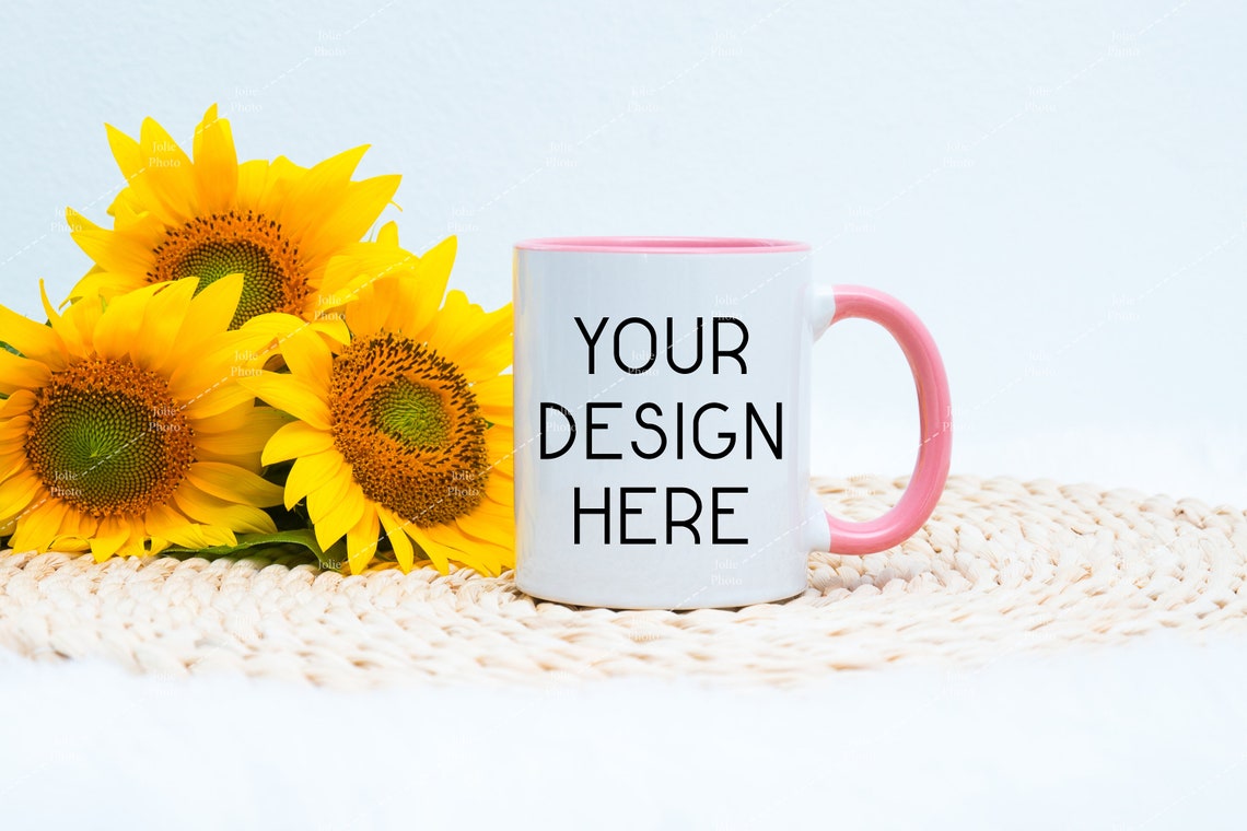 Download Mug Mockup 11 Oz Blank White Coffee Cup Pink Handle ...