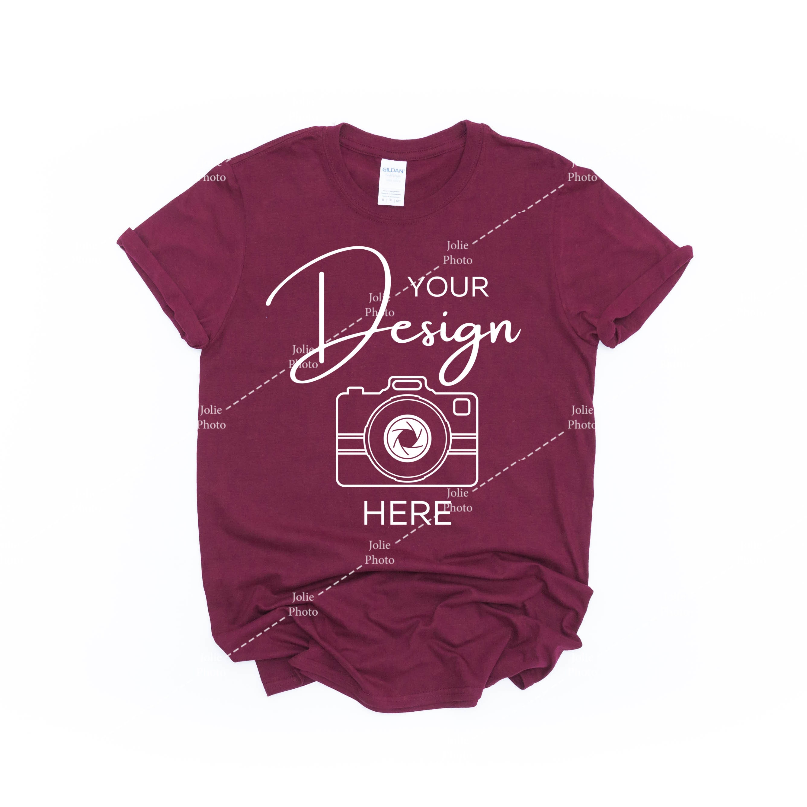Download Gildan 64000 Mockup Softstyle Maroon T-shirt Mock up ...